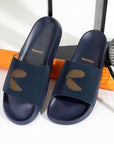 Dot Fusion Navy & Orange Men’s Sliders