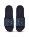 Pair of navy blue slides with CHU | PPS branding on a white background