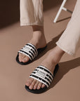Notch Black and White Sliders Men