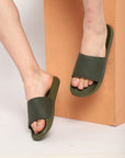 Stylish olive Chupps Pure Sliders with subtle branding