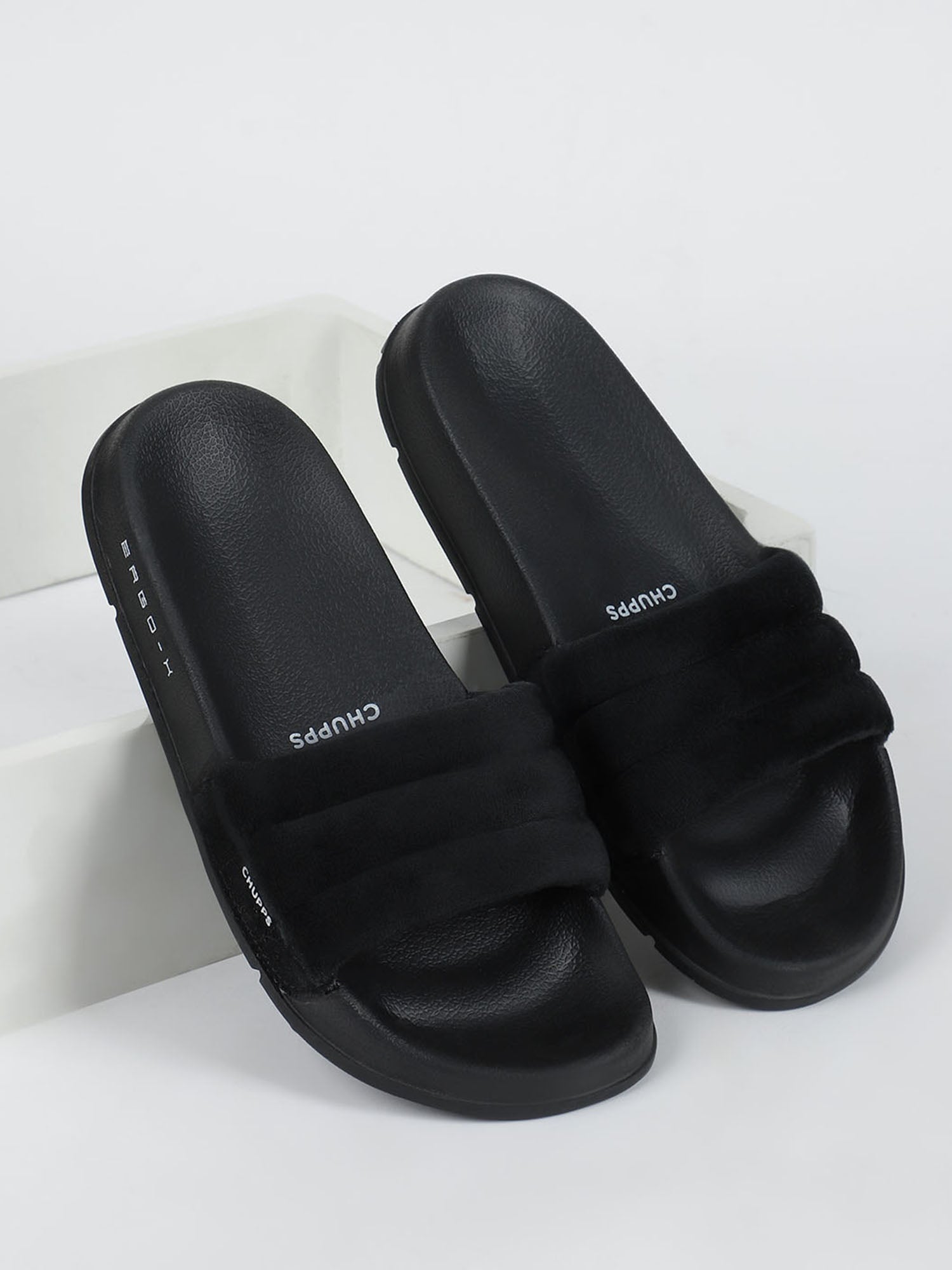 Cloud Cozy Black Sliders -Women