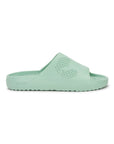 Side profile of Pista green Chupster Textured sole for better grip on wet floors.