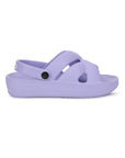 Side view of cushioned sole and curved footbed
