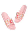 Grace Pink White Sliders -Women