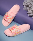 Grace Pink White Sliders -Women