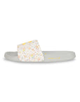 Grace White & Yellow Sliders -Women