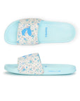 Grace White & Blue Sliders -Women