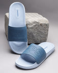 Men’s non-slip sliders in vibrant sky blue with soft grip