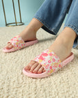 Grace Pink White Sliders -Women