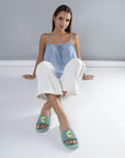 Serra Pista Green Sliders - Women