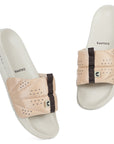 Sustainable men’s beige sliders from the Bandwidth Collection