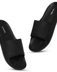 Chupps Pure Black Sliders with AirSoft Sole for men