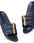 Navy blue eco-friendly stylish sliders for men with ErgoX Plus cushioning