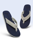 V-Fusion navy blue v-strap flipflops top view showing URO Foam footbed.