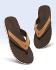 V-Fusion brown V-strap flipflops top view showing URO Foam footbed.