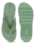 Top and upside down view of green flip flops