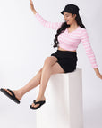 Plush Black V-Straps -Women