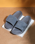 Top view of Chupps Urban Edge Dark Grey sliders with FOAM6 strap