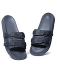 Frontal view of Chupps Element Dark Grey Sliders showing straps and flap arrangement