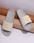 Grace White & Yellow Sliders -Women