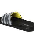 Men’s printed strap sliders in grey with yellow lining by Chupps
