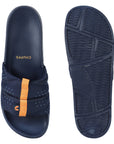 Everyday casual navy blue sliders for men with cushioned upper and durable grip sole