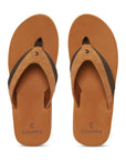 Heel cup detail showing snug fit and cushioning in dark tan slippers.