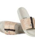 Sustainable men’s beige sliders from the Bandwidth Collection