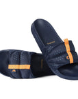 Sustainable navy blue men’s sliders from Chupps Bandwidth Collection