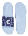Comfortable men’s navy blue sliders for casual streetwear , front and back