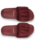 Ruffel Maroon Sliders - Women
