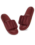 Ruffel Maroon Sliders - Women