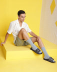 Navy blue camo sliders with socks and shorts - adjustable Velcro.