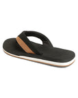 Heel cup detail showing snug fit and cushioning in dark brown slippers.