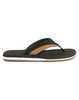 Dark brown and black V-strap men's flip-flops with a distinctive small dot design on the straps and a small iconic logo at the center.