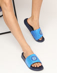 Chupps X Icc Royal Heritage Navy Blue Sliders