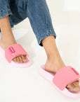Quilt Bloom Pink Sliders -Women