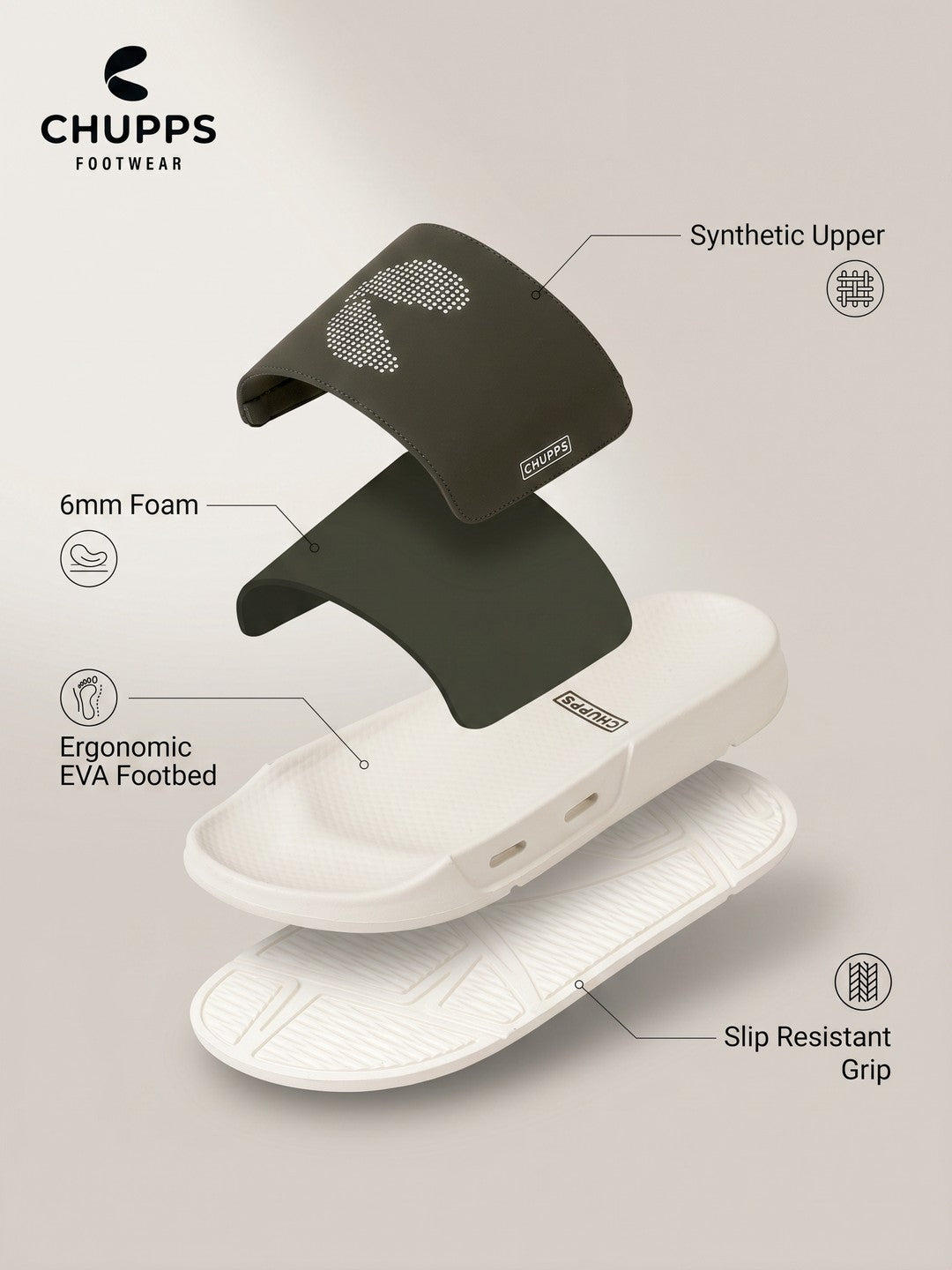 Dot Fusion Sliders_white_&amp;_olive