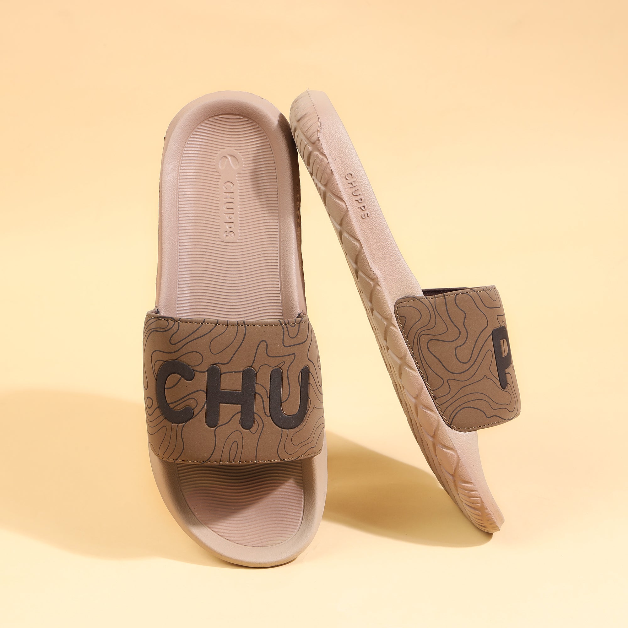 Strata Biodegradable Beige Sliders- Men