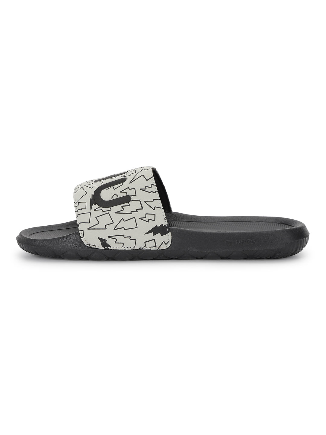 Bolt Biodegradable Black &amp; Grey Sliders- Men