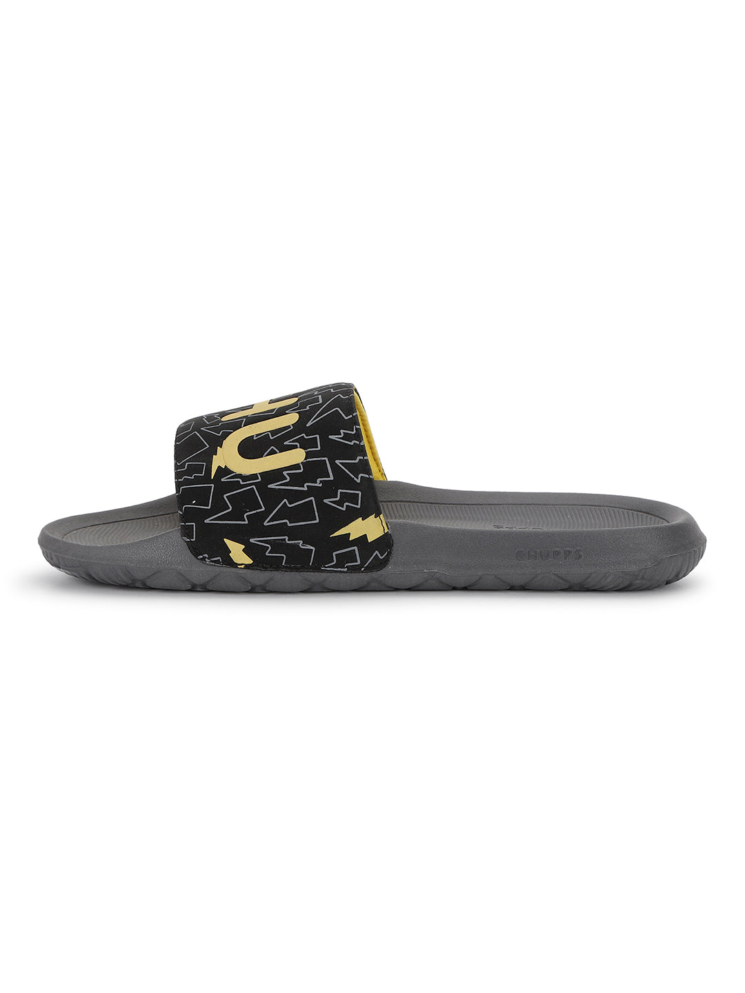 Bolt Biodegradable Grey Black Sliders- Men