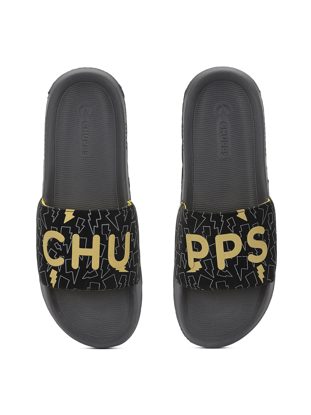 Bolt Biodegradable Grey Black Sliders- Men