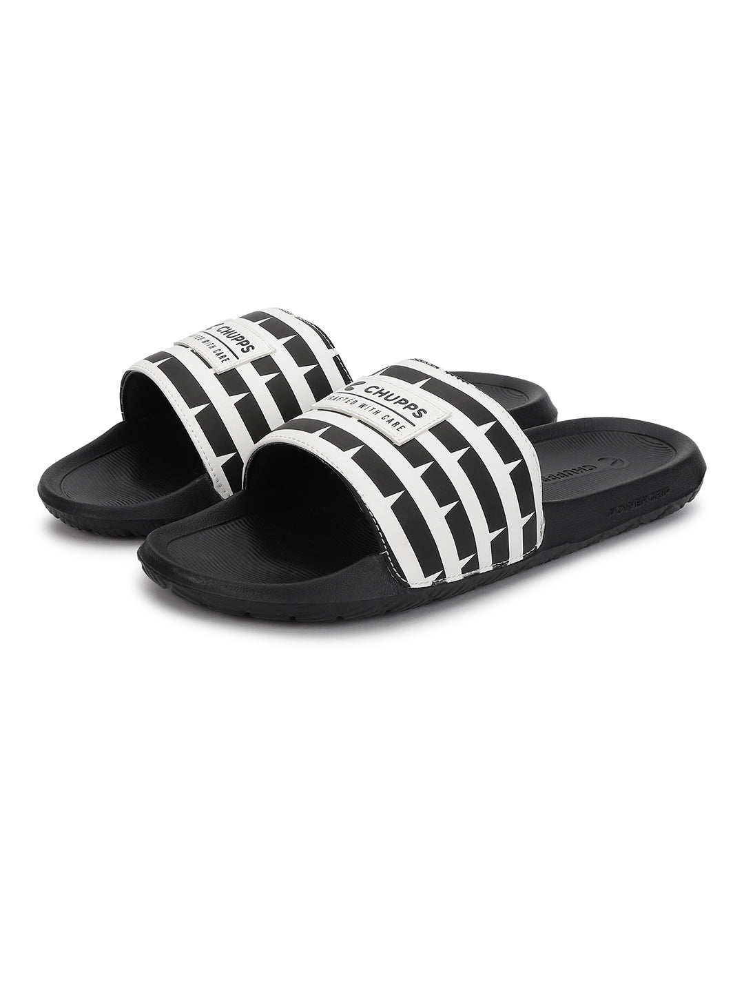Notch Black and White Sliders Men