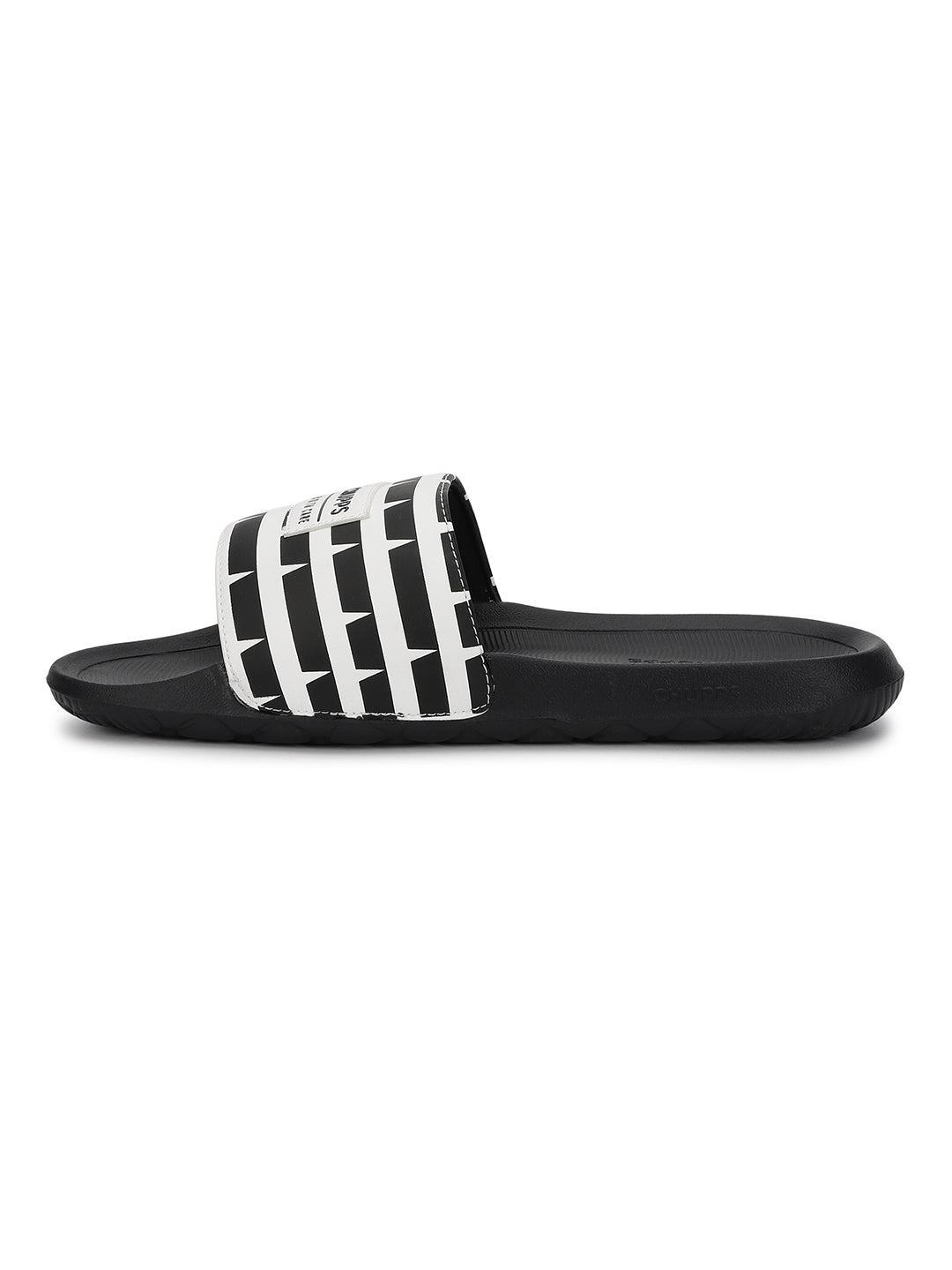 Notch Black and White Sliders Men