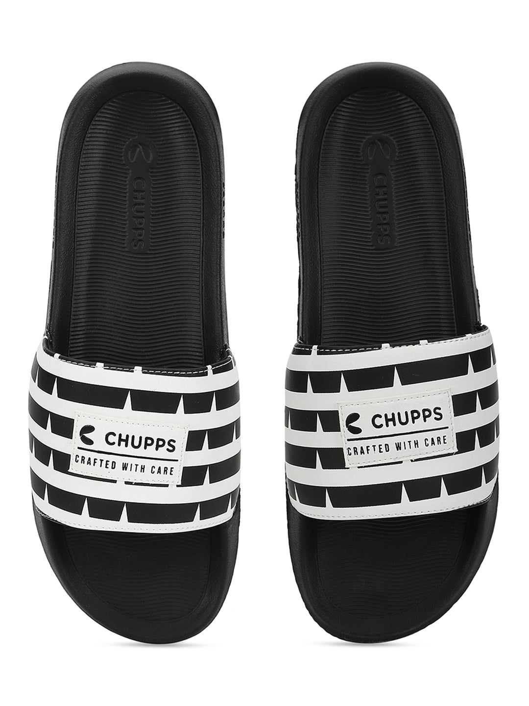 Notch Black and White Sliders Men
