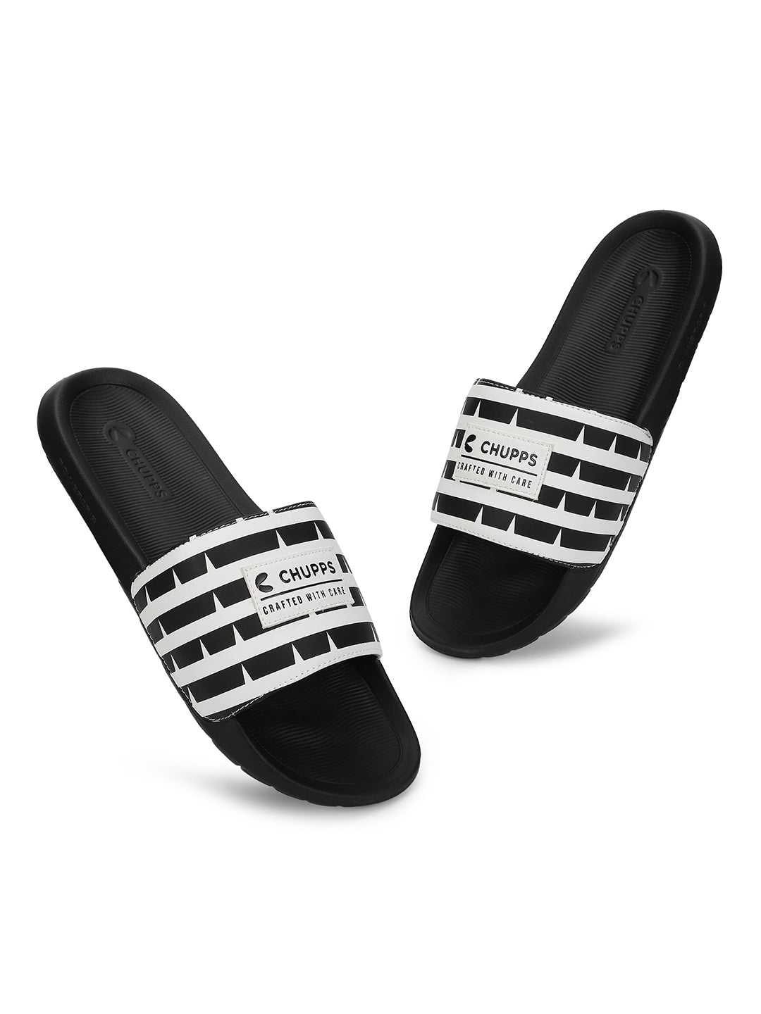 Notch Black and White Sliders Men