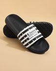Notch Black and White Sliders Men