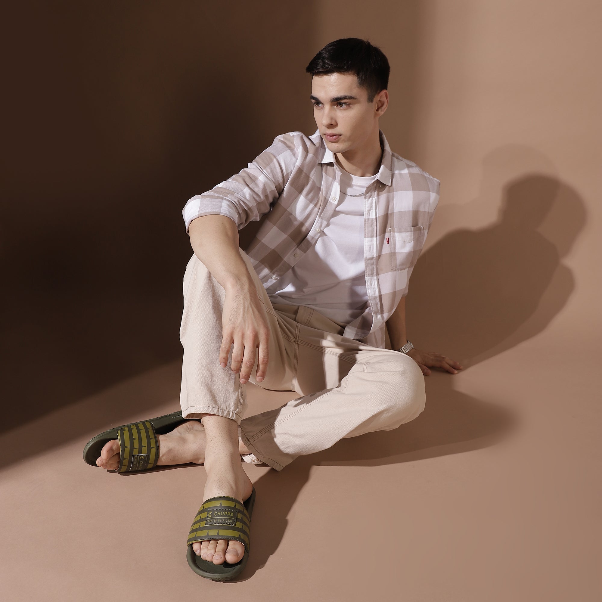 Notch Olive Sliders Men