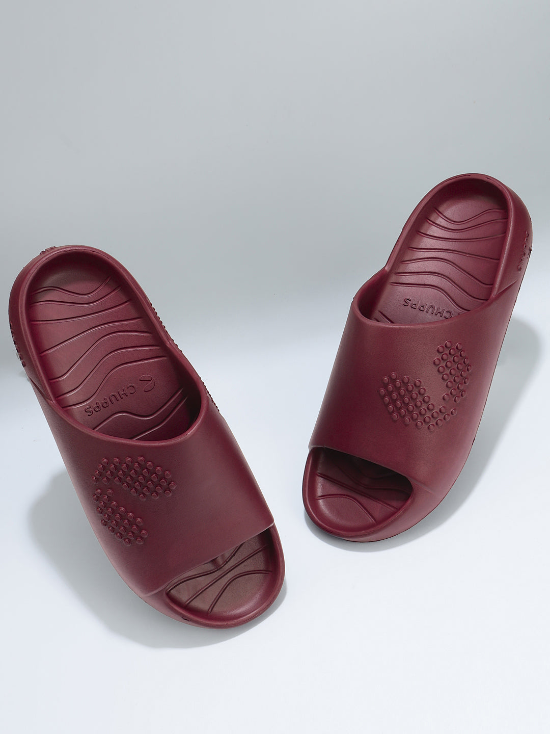 Pair of maroon Chupster on a white background