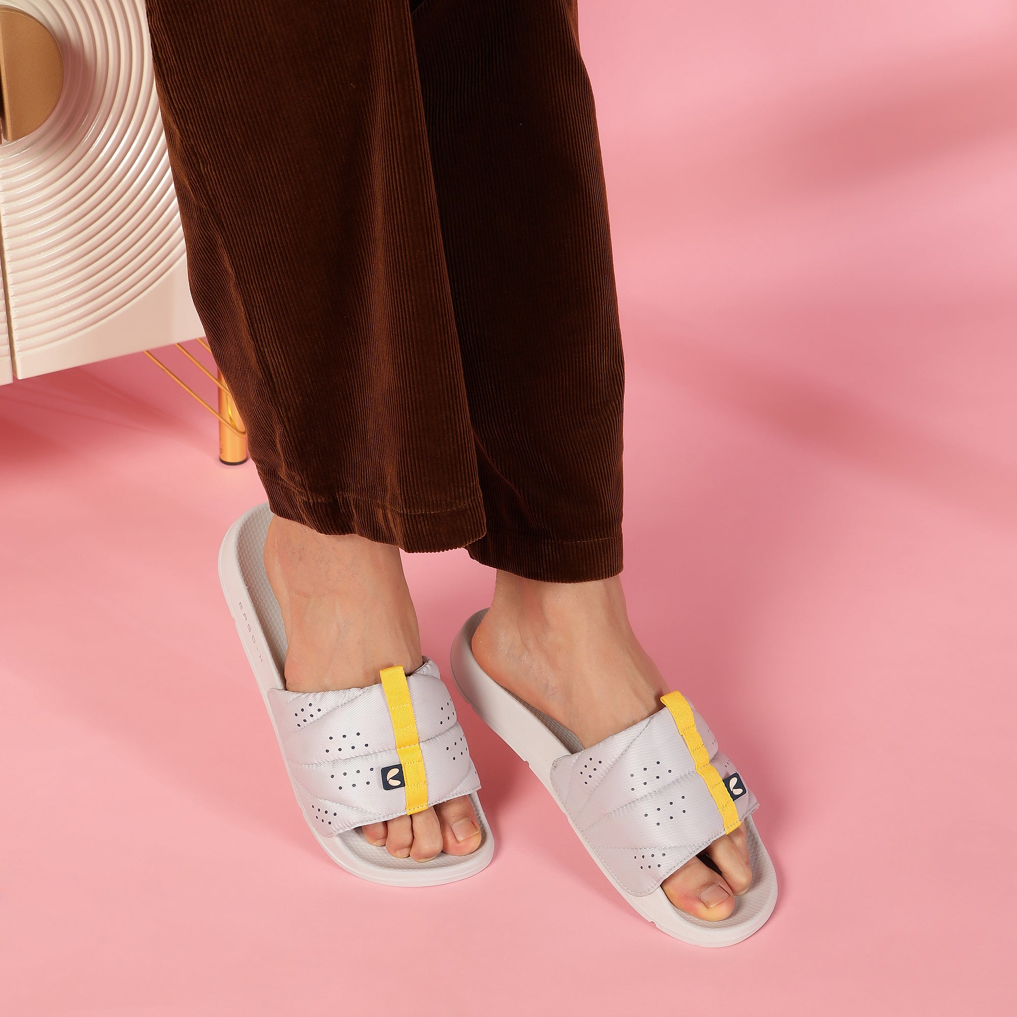 Turbo Light Grey Sliders for Men